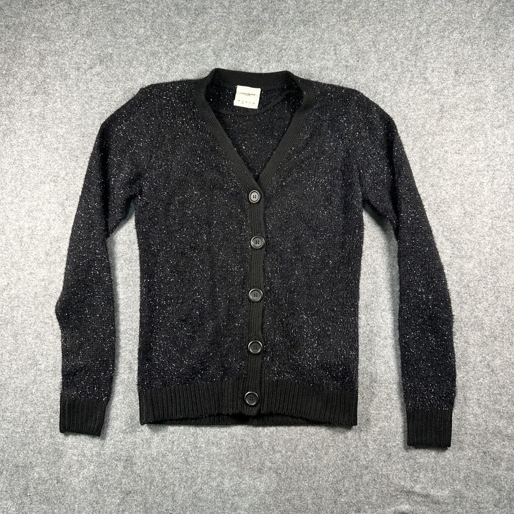 Vero Moda Denim Knit Cardigan Small Black Metallic‎ Sparkle Button Front